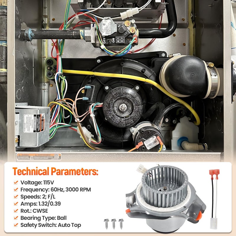 Talspity 326628-763 Furnace Draft Inducer Motor Assembly Compatible with Carrier Bryant Payne HC21ZE122A, HC21ZE127A, 326634-401, J238-112-11202, J238-150-15217, 347822-763 - Image 3